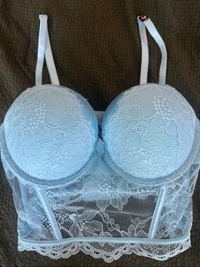 Victoria’s Secret Lace Longline Bra - Light Blue